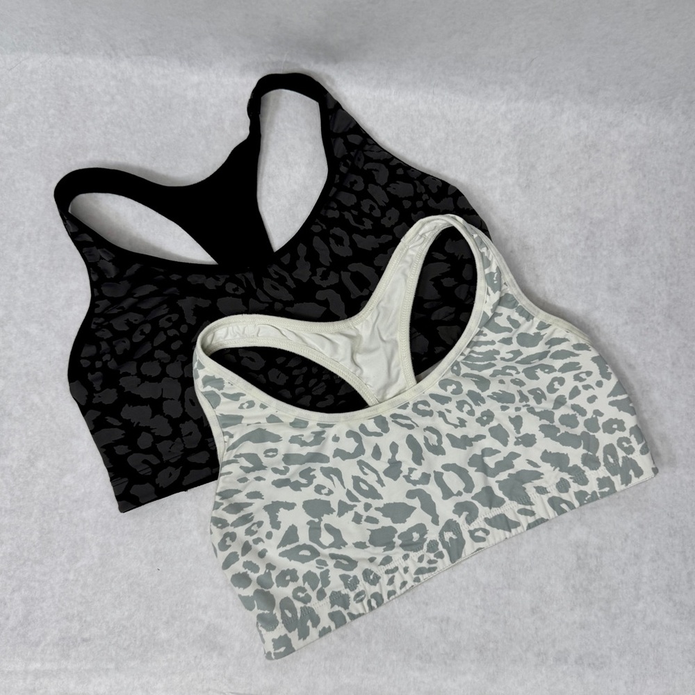 PINK YOGA VICTORIA’S SECRET Black & White Animal Print Sports Bras - Sz M